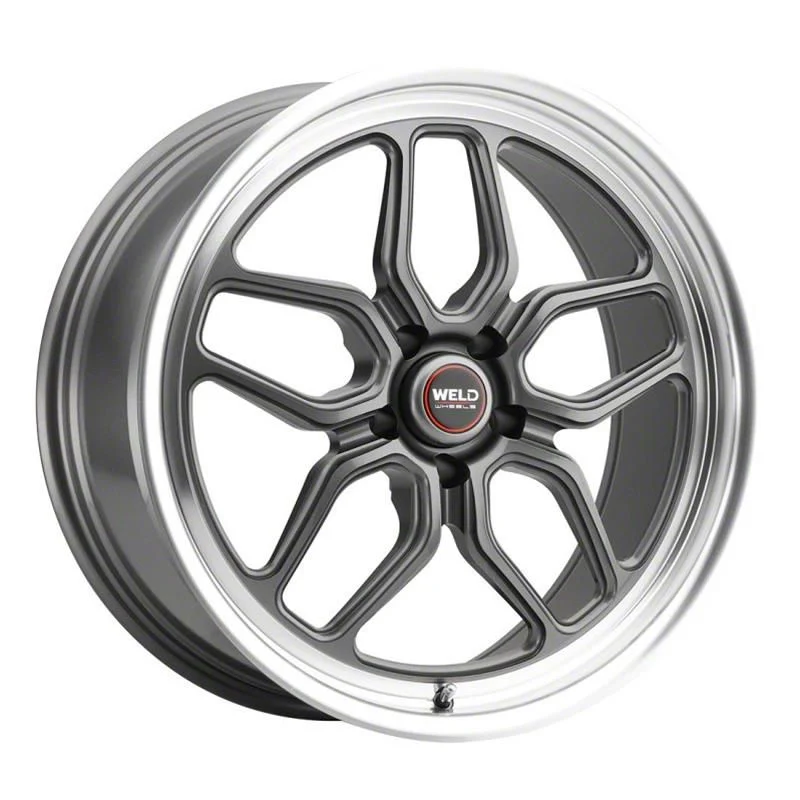 WELD Performance Laguna Matte Gunemtal with Polished Lip Wheel; 20x9; 20mm Offset (06-10 RWD Charger)