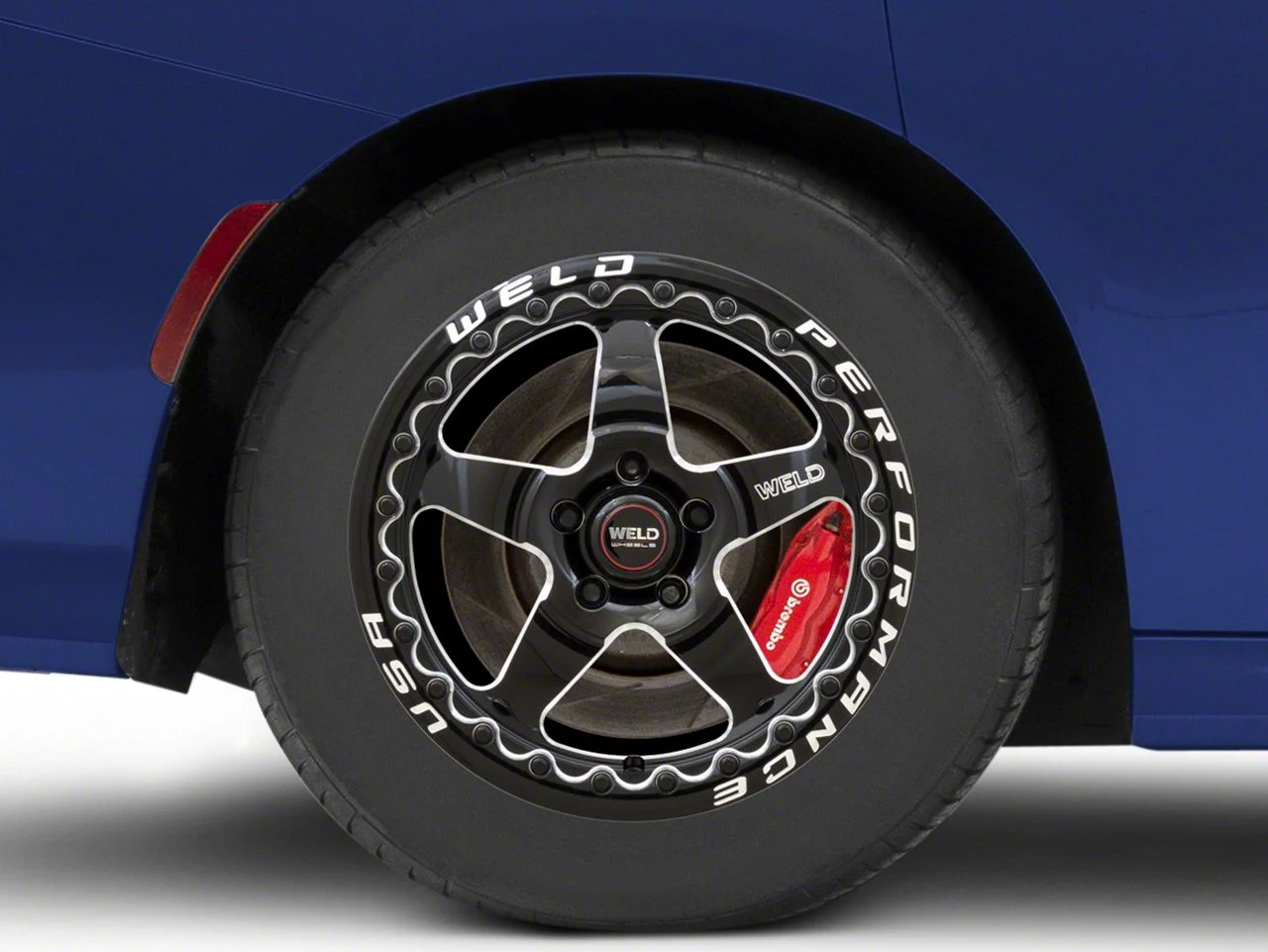 WELD Performance Ventura Beadlock Gloss Black Milled Wheel; Rear Only; 17x10; 0mm Offset (20-23 Charger Widebody)