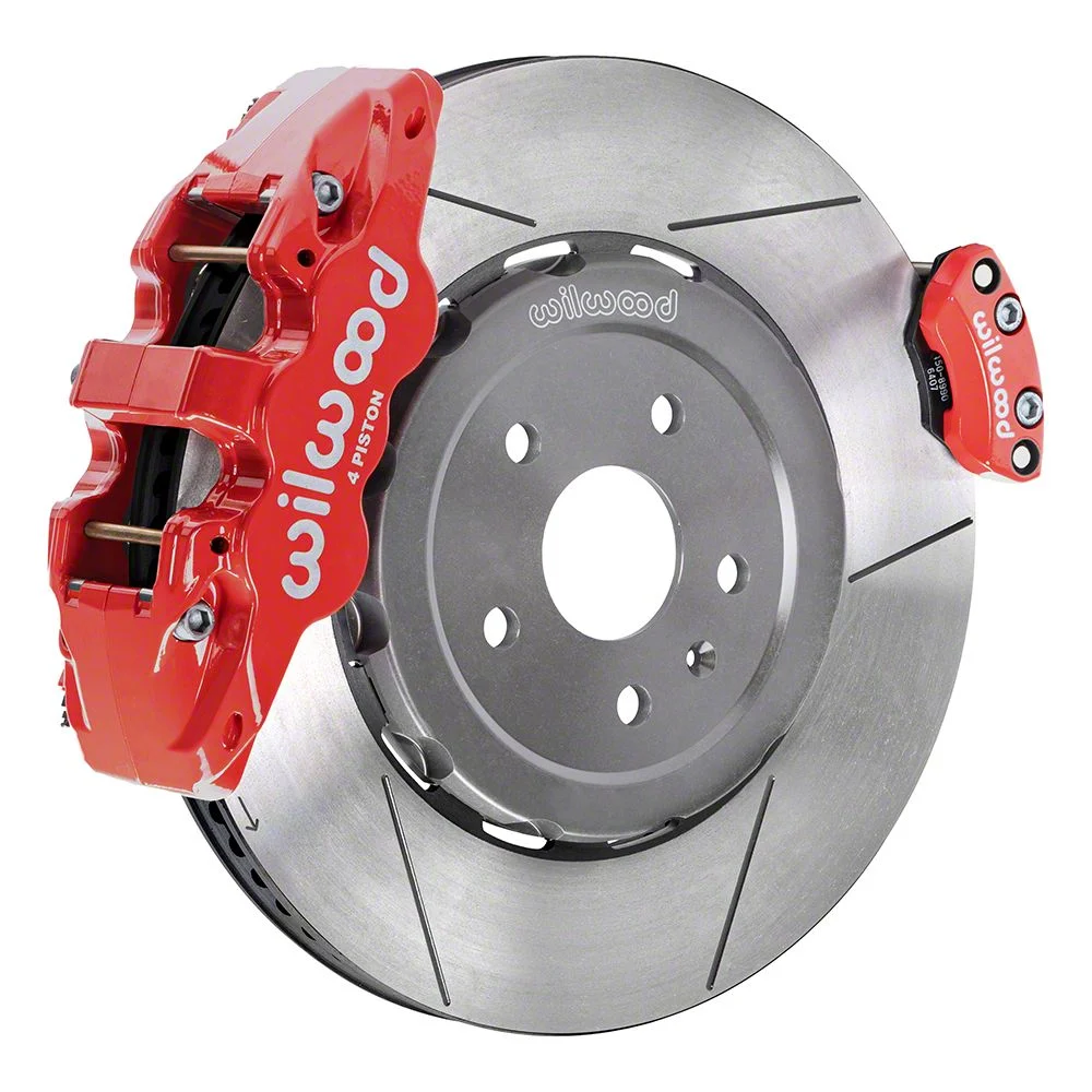 Wilwood AERO4 Rear Big Brake Kit with Slotted Rotors; Red Calipers (20-26 Corvette C8)
