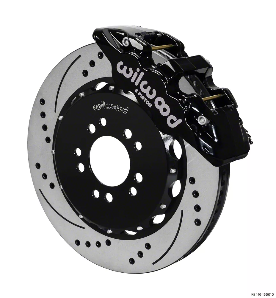 Wilwood AERO6 Front Big Brake Kit with 14.25-Inch Drilled and Slotted Rotors; Black Calipers (14-19 Corvette C7)