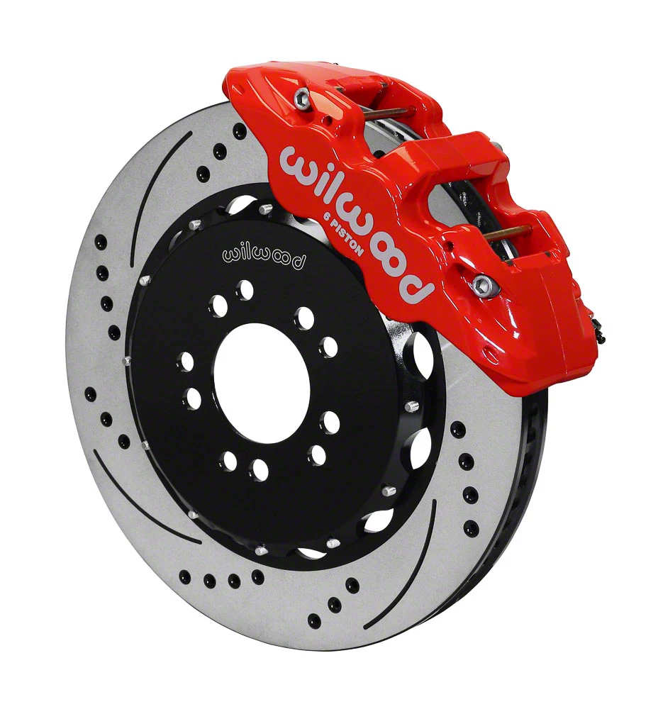 Wilwood AERO6 Front Big Brake Kit with 14.25-Inch Drilled and Slotted Rotors; Red Calipers (14-19 Corvette C7)
