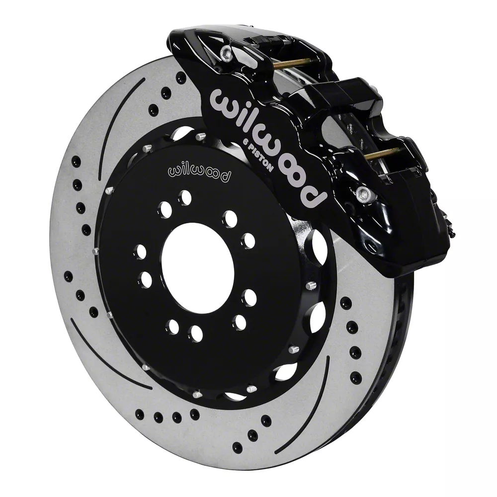 Wilwood AERO6 Front Big Brake Kit with 15-Inch Drilled and Slotted Rotors; Black Calipers (14-19 Corvette C7)