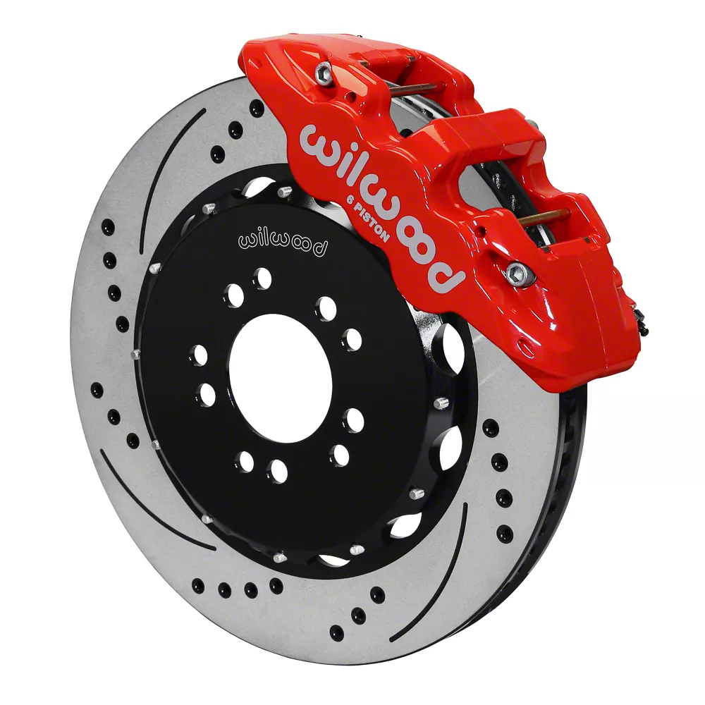 Wilwood AERO6 Front Big Brake Kit with 15-Inch Drilled and Slotted Rotors; Red Calipers (14-19 Corvette C7)