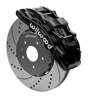 Wilwood SX6R Dynamic Front Big Brake Kit with 14-Inch Drilled and Slotted Rotors; Black Calipers (14-19 Corvette C7)