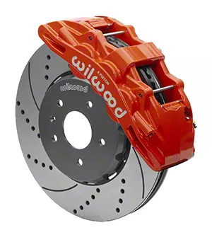 Wilwood SX6R Dynamic Front Big Brake Kit with 14-Inch Drilled and Slotted Rotors; Red Calipers (14-19 Corvette C7)