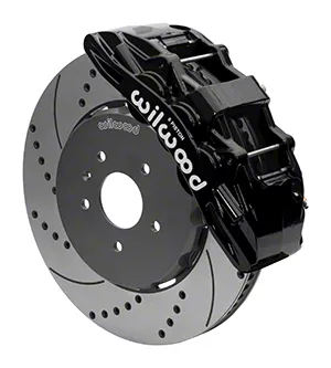 Wilwood SX6R Dynamic Front Big Brake Kit with 15-Inch Drilled and Slotted Rotors; Black Calipers (14-19 Corvette C7)