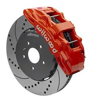 Wilwood SX6R Dynamic Front Big Brake Kit with 15-Inch Drilled and Slotted Rotors; Red Calipers (14-19 Corvette C7)