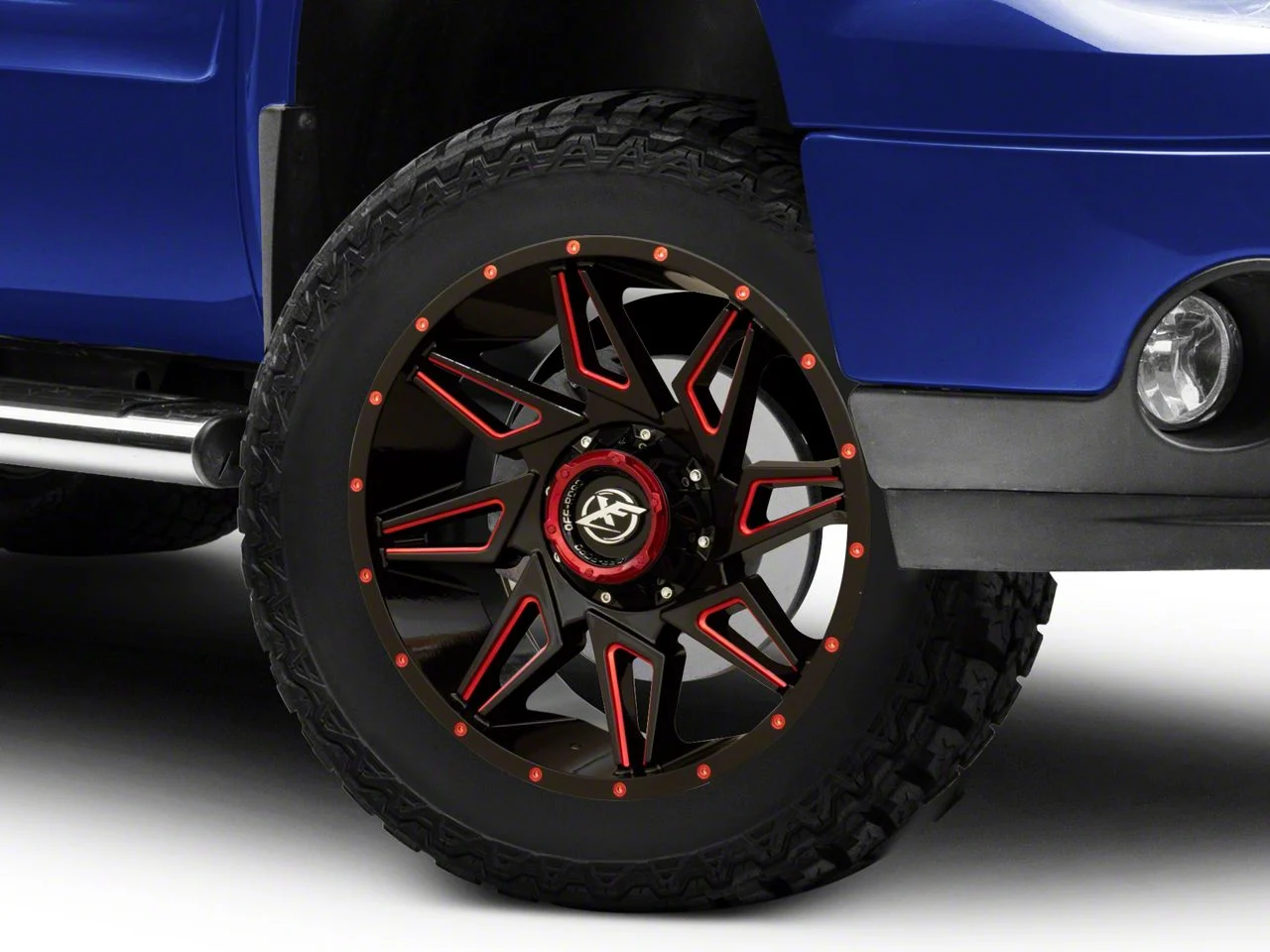 XF Offroad XF-218 Gloss Black Red Milled 6-Lug Wheel; 20x10; -24mm Offset (07-13 Sierra 1500)