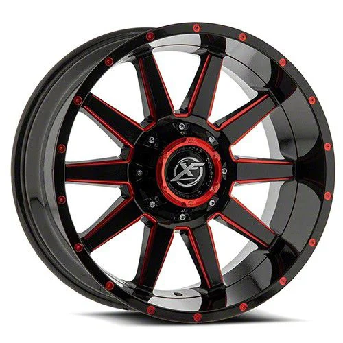 XF Offroad XF-219 Gloss Black Red Milled 6-Lug Wheel; 20x10; -24mm Offset (07-13 Sierra 1500)