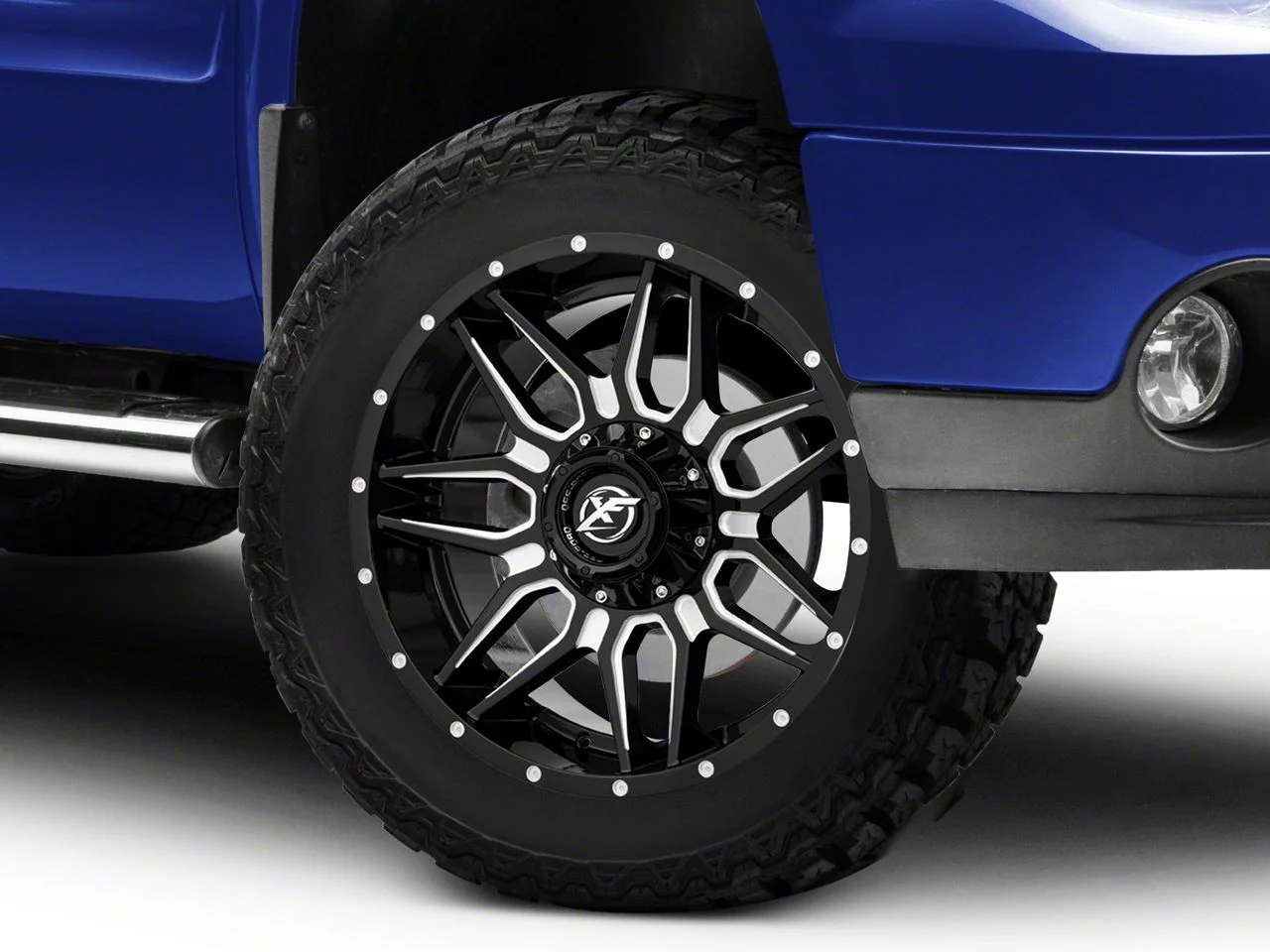XF Offroad XF-222 Gloss Black Milled 6-Lug Wheel; 20x10; -12mm Offset (07-13 Sierra 1500)