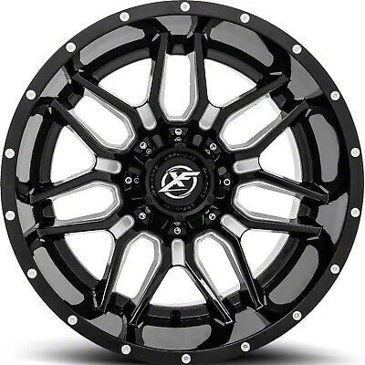 XF Offroad XF-222 Gloss Black Milled 6-Lug Wheel; 22x12; -44mm Offset (07-13 Sierra 1500)