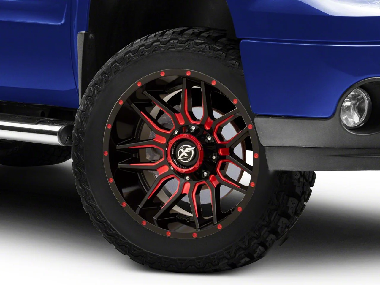 XF Offroad XF-222 Gloss Black Red Milled 6-Lug Wheel; 20x10; -24mm Offset (07-13 Sierra 1500)