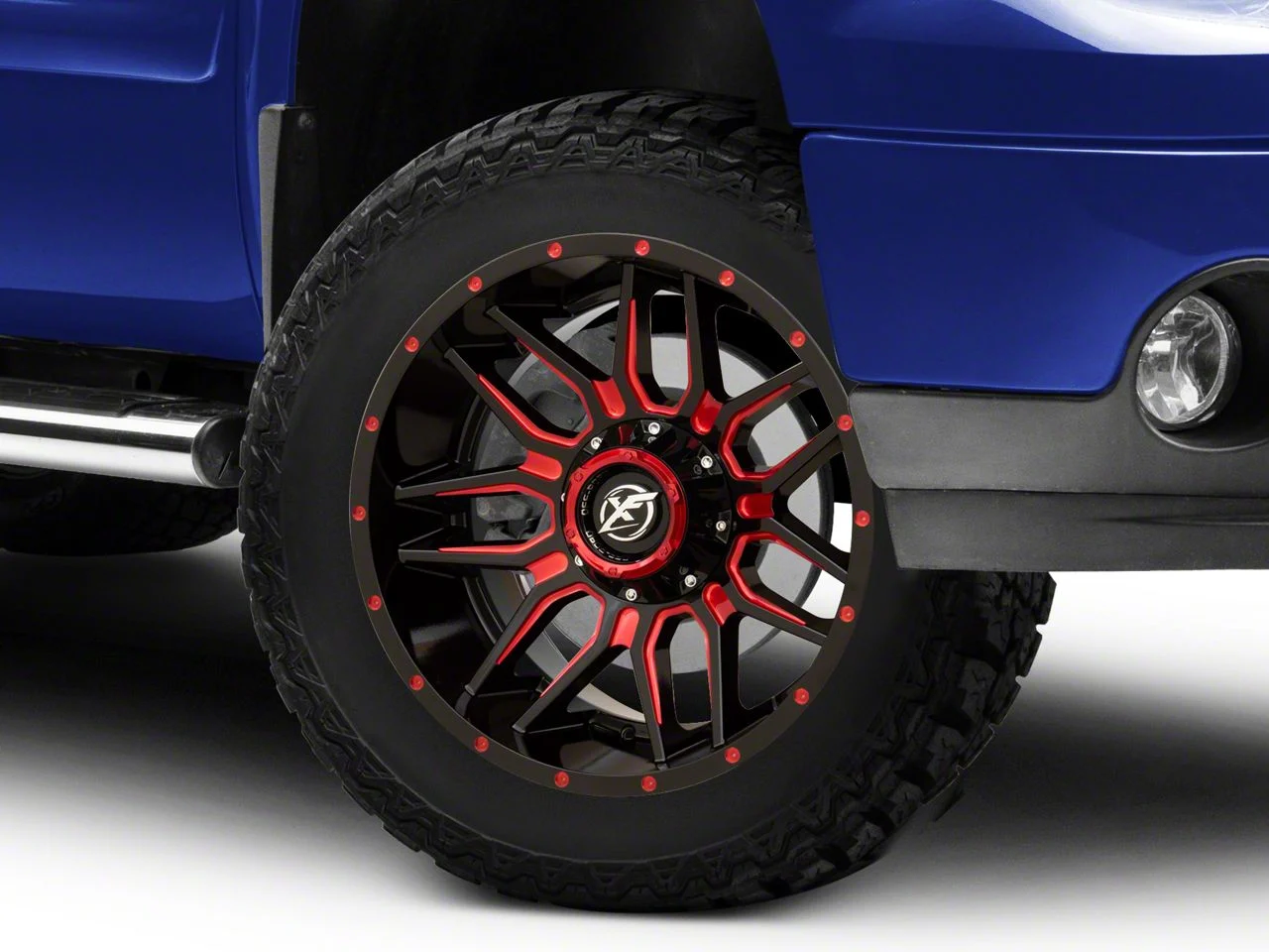 XF Offroad XF-222 Gloss Black Red Milled 6-Lug Wheel; 20x9; 12mm Offset (07-13 Sierra 1500)
