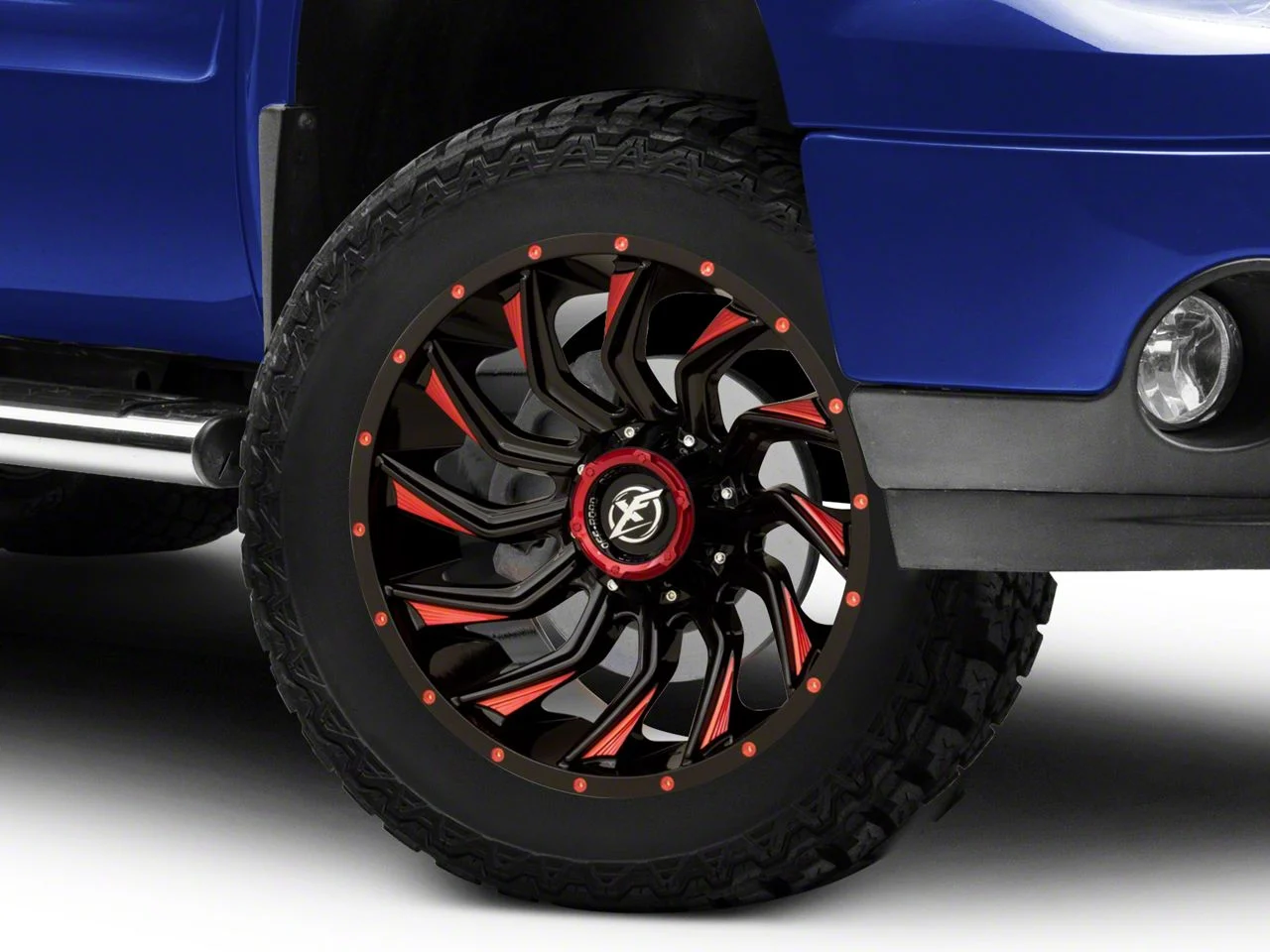 XF Offroad XF-224 Gloss Black Red Milled 6-Lug Wheel; 20x10; -12mm Offset (07-13 Sierra 1500)