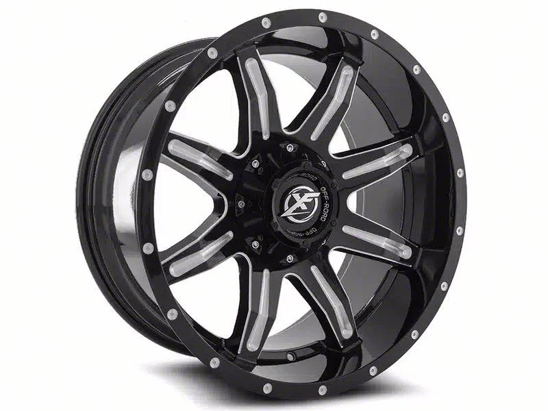 XF Offroad XF-215 Gloss Black Milled 6-Lug Wheel; 20x10; -12mm Offset (14-18 Sierra 1500)