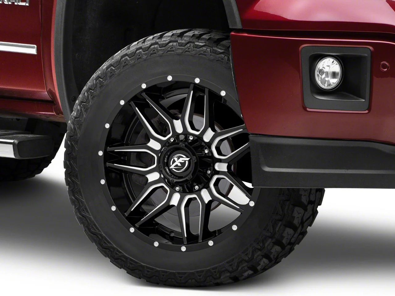 XF Offroad XF-222 Gloss Black Milled 6-Lug Wheel; 20x10; -12mm Offset (14-18 Sierra 1500)