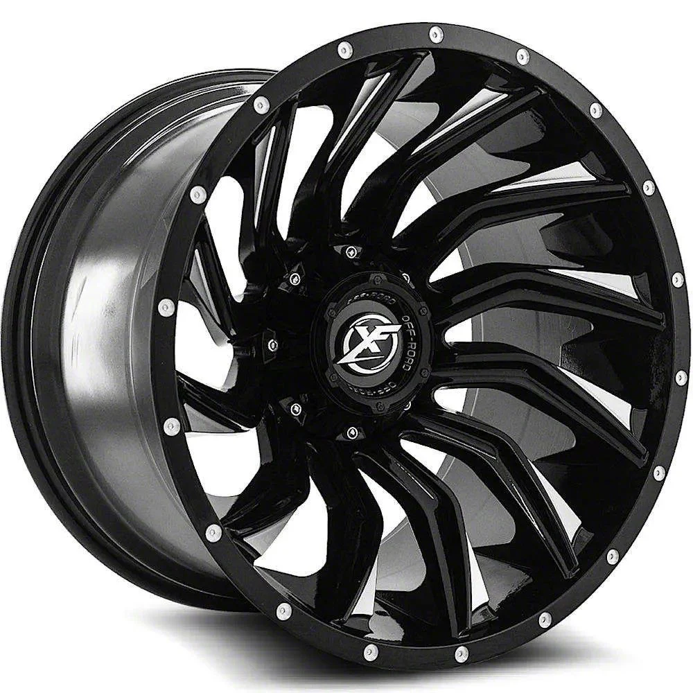 XF Offroad XF-224 Gloss Black Milled 6-Lug Wheel; 20x9; 12mm Offset (14-18 Sierra 1500)