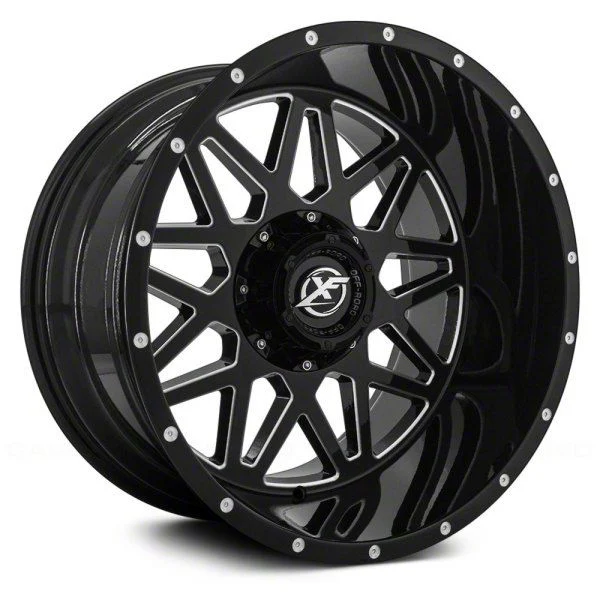 XF Offroad XF-211 Gloss Black Milled 8-Lug Wheel; 20x10; -12mm Offset (15-19 Sierra 2500 HD)