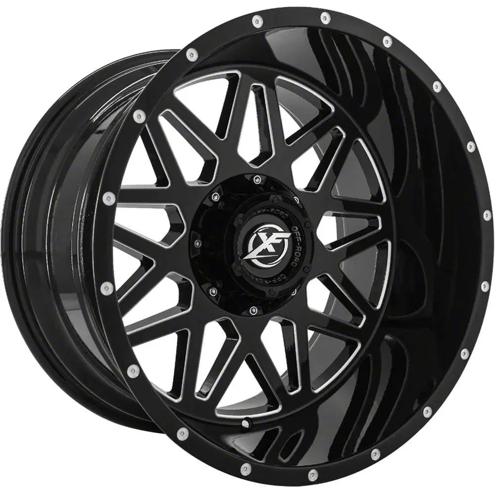 XF Offroad XF-211 Gloss Black Milled 8-Lug Wheel; 24x14; -76mm Offset (15-19 Sierra 2500 HD)