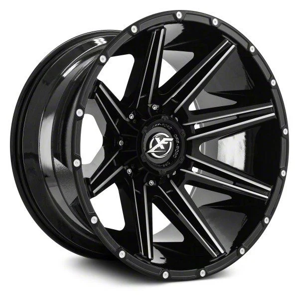 XF Offroad XF-220 Gloss Black Milled 8-Lug Wheel; 18x9; 12mm Offset (15-19 Sierra 2500 HD)