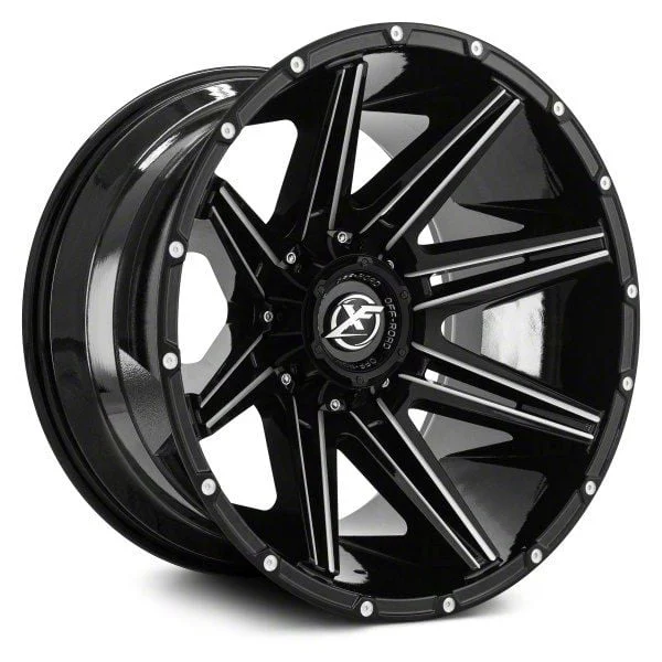 XF Offroad XF-220 Gloss Black Milled 8-Lug Wheel; 20x10; -24mm Offset (15-19 Sierra 2500 HD)