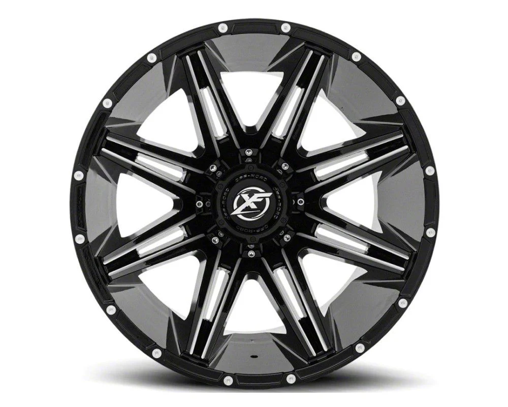 XF Offroad XF-220 Gloss Black Milled 8-Lug Wheel; 20x9; 0mm Offset (15-19 Sierra 2500 HD)