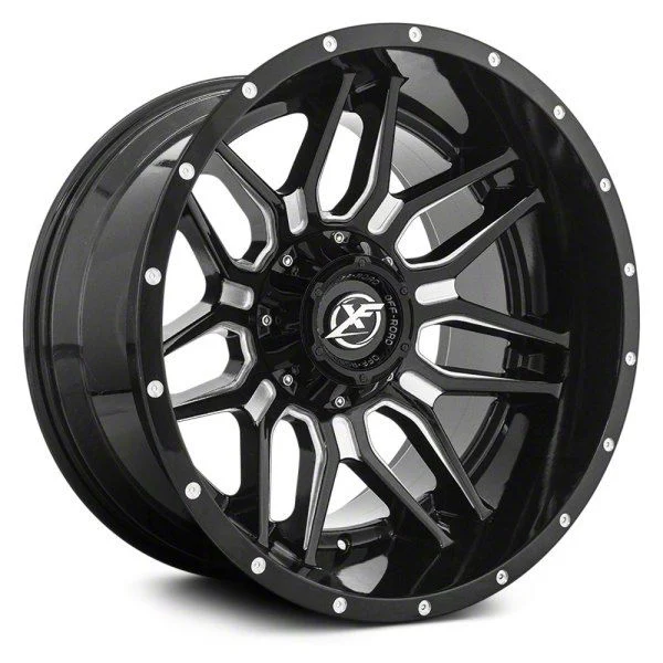 XF Offroad XF-222 Gloss Black Milled 6-Lug Wheel; 22x12; -44mm Offset (15-20 Tahoe)