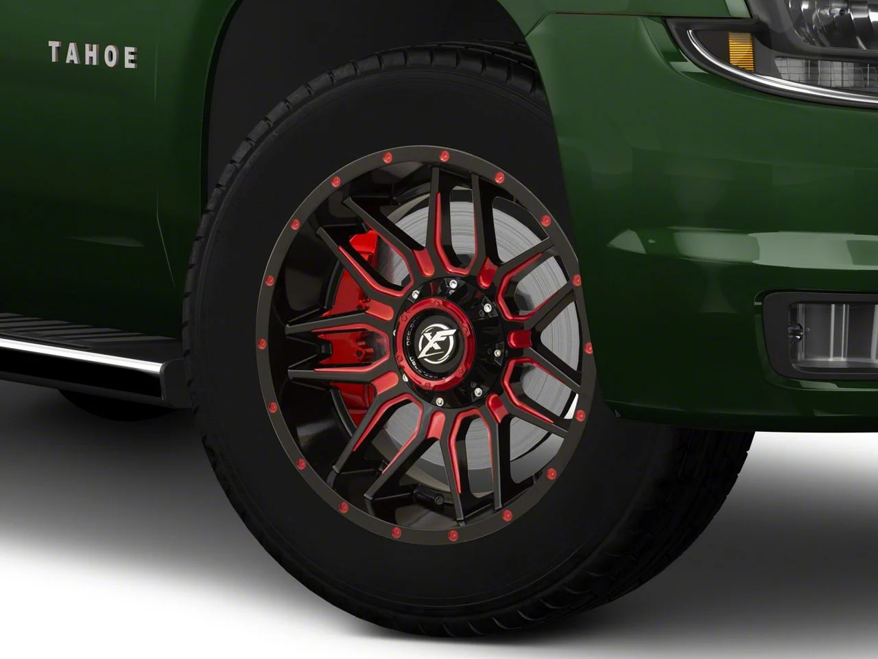 XF Offroad XF-222 Gloss Black Red Milled 6-Lug Wheel; 20x10; -24mm Offset (15-20 Tahoe)