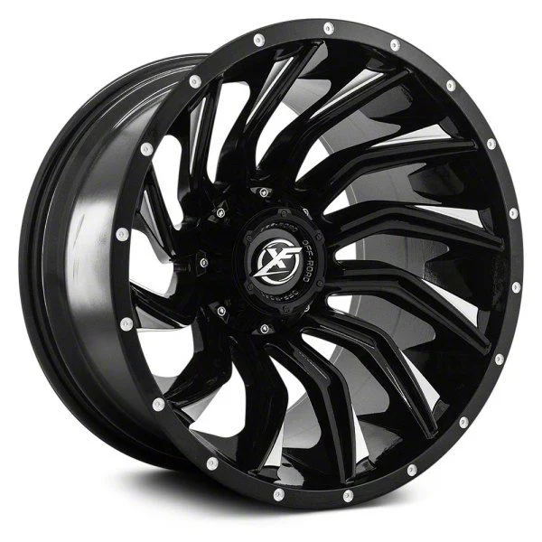 XF Offroad XF-224 Gloss Black Milled 6-Lug Wheel; 20x10; -12mm Offset (15-20 Tahoe)
