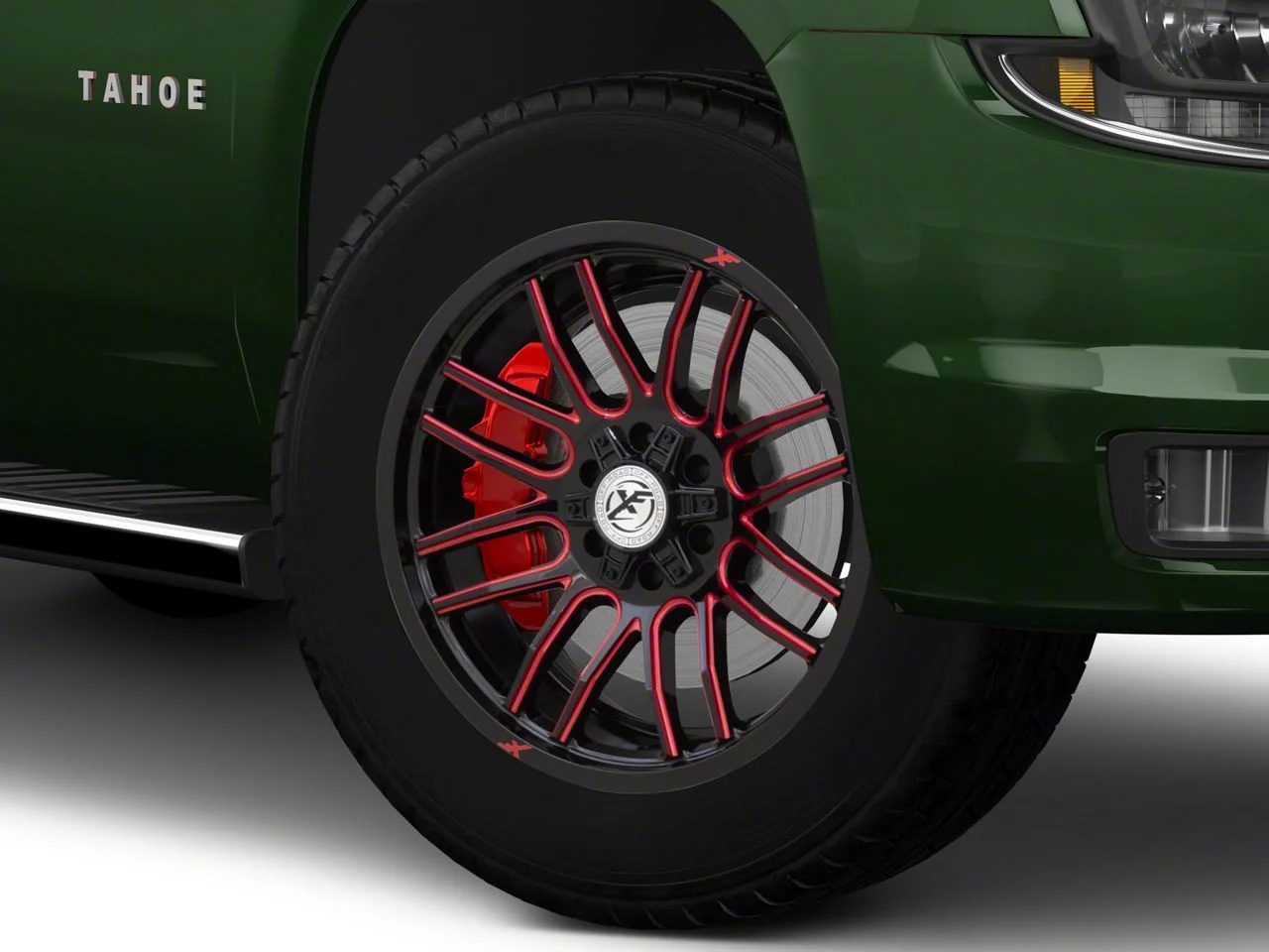 XF Offroad XF-232 Gloss Black Red Milled 6-Lug Wheel; 20x9; 0mm Offset (15-20 Tahoe)