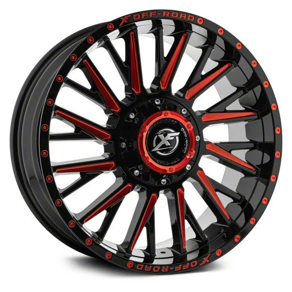 XF Offroad XF-226 Gloss Black Red Milled 6-Lug Wheel; 20x10; -24mm Offset (19-23 Ranger)