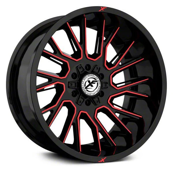 XF Offroad XF-230 Gloss Black Red Machined 6-Lug Wheel; 20x9; 12mm Offset (19-23 Ranger)