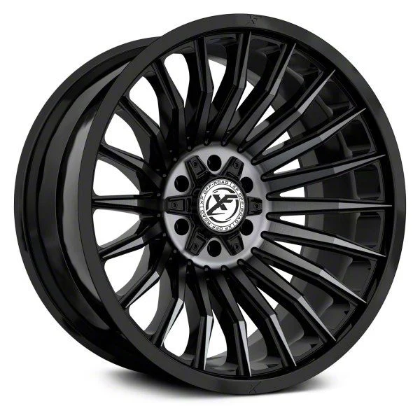 XF Offroad XF-231 Gloss Black Machined with Titanium Double Dark Tint 6-Lug Wheel; 20x9; 0mm Offset (19-23 Ranger)