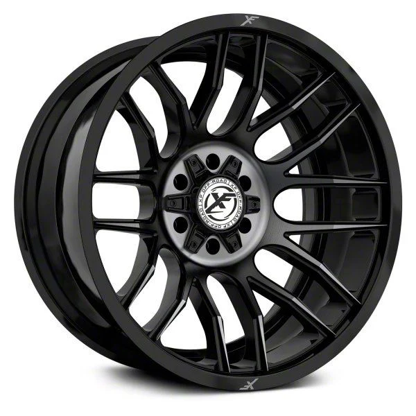 XF Offroad XF-232 Gloss Black Machined with Titanium Double Dark Tint 6-Lug Wheel; 20x10; -12mm Offset (19-23 Ranger)