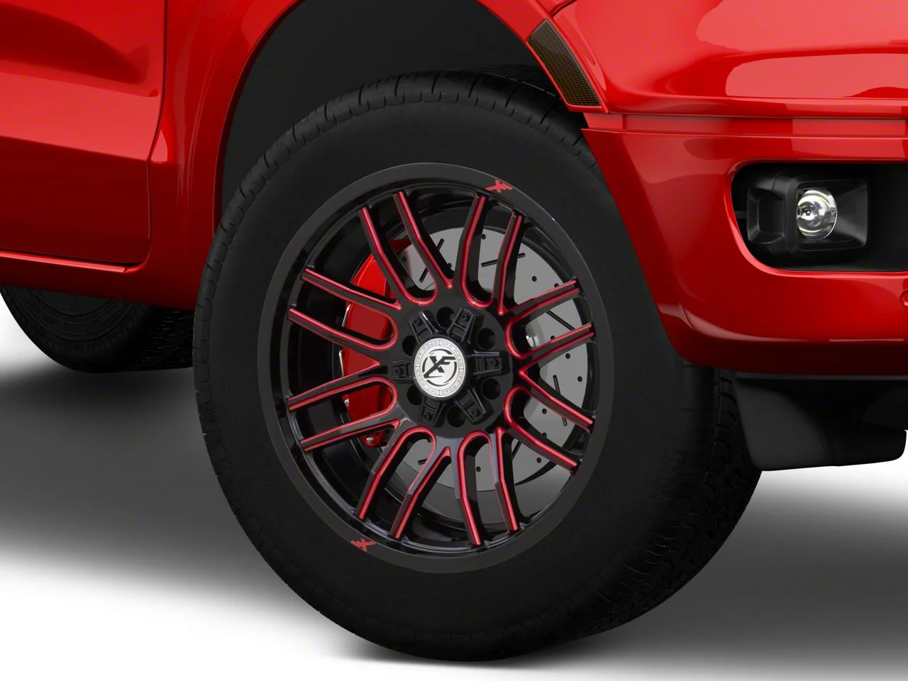 XF Offroad XF-232 Gloss Black Red Milled 6-Lug Wheel; 20x9; 0mm Offset (19-23 Ranger)