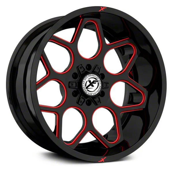 XF Offroad XF-233 Gloss Black Red Milled 6-Lug Wheel; 20x10; -12mm Offset (19-23 Ranger)
