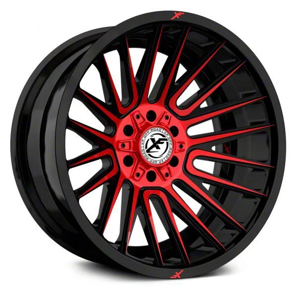 XF Offroad XF-234 Gloss Black Red Machined 6-Lug Wheel; 20x10; -12mm Offset (19-23 Ranger)