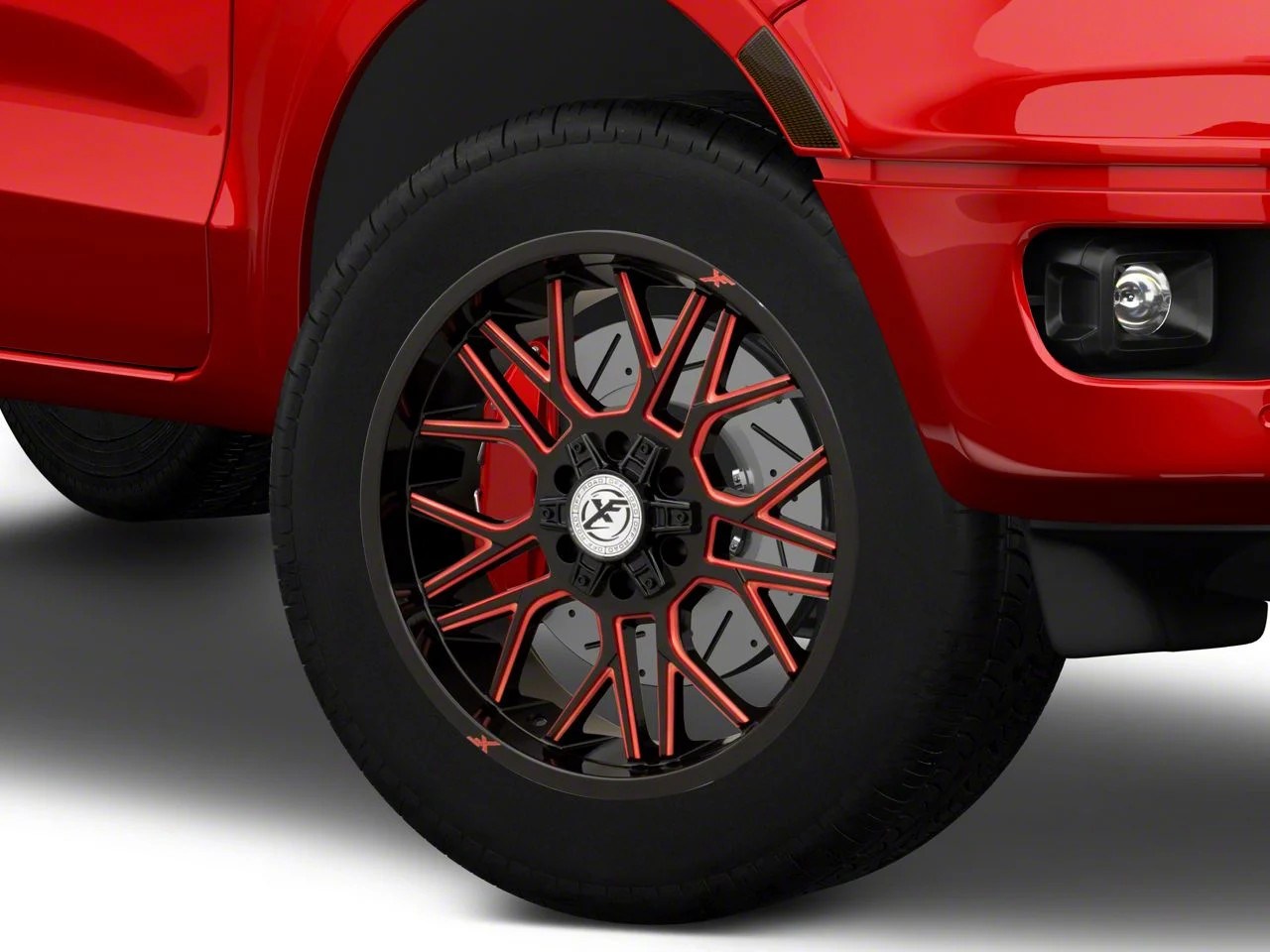 XF Offroad XF-235 Gloss Black Red Milled 6-Lug Wheel; 20x10; -12mm Offset (19-23 Ranger)