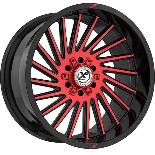 XF Offroad XF-239 Gloss Black Red Machined 6-Lug Wheel; 20x10; -12mm Offset (19-23 Ranger)