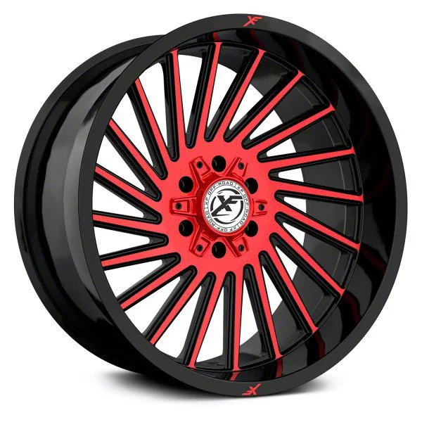 XF Offroad XF-239 Gloss Black Red Machined 6-Lug Wheel; 20x9; 12mm Offset (19-23 Ranger)