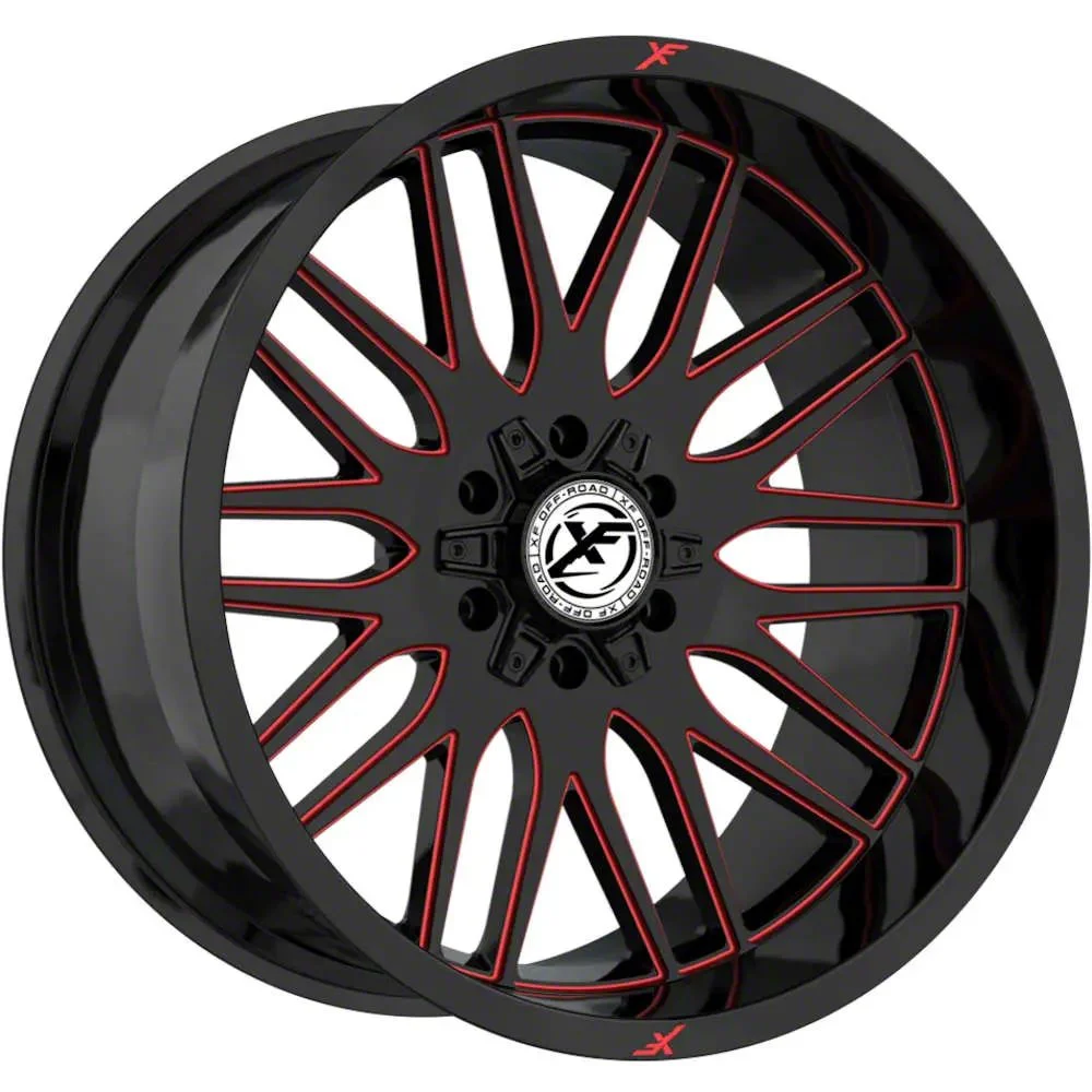 XF Offroad XF-240 Gloss Black Red Milled 6-Lug Wheel; 20x9; 12mm Offset (19-23 Ranger)