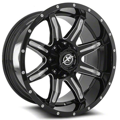 XF Offroad XF-215 Gloss Black Milled 6-Lug Wheel; 20x9; 12mm Offset (19-26 Sierra 1500)