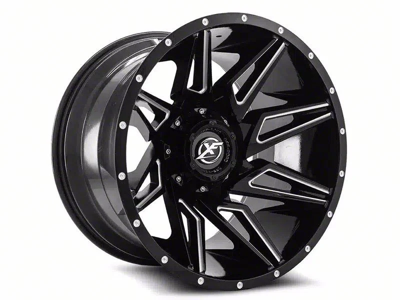XF Offroad XF-218 Gloss Black Milled 6-Lug Wheel; 20x10; -12mm Offset (19-26 Sierra 1500)