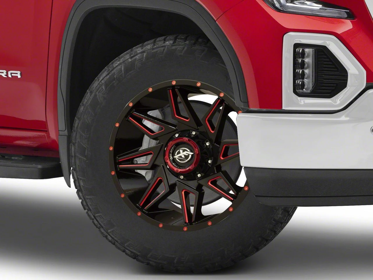 XF Offroad XF-218 Gloss Black Red Milled 6-Lug Wheel; 20x10; -24mm Offset (19-26 Sierra 1500)