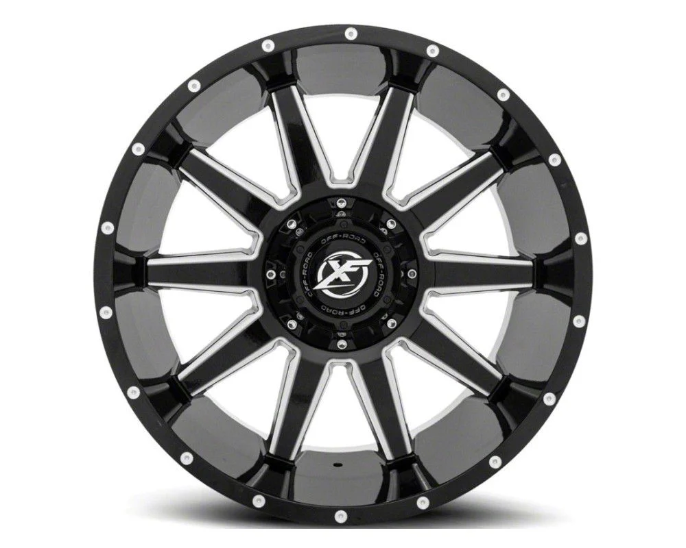 XF Offroad XF-219 Gloss Black Milled 6-Lug Wheel; 20x9; 0mm Offset (19-26 Sierra 1500)