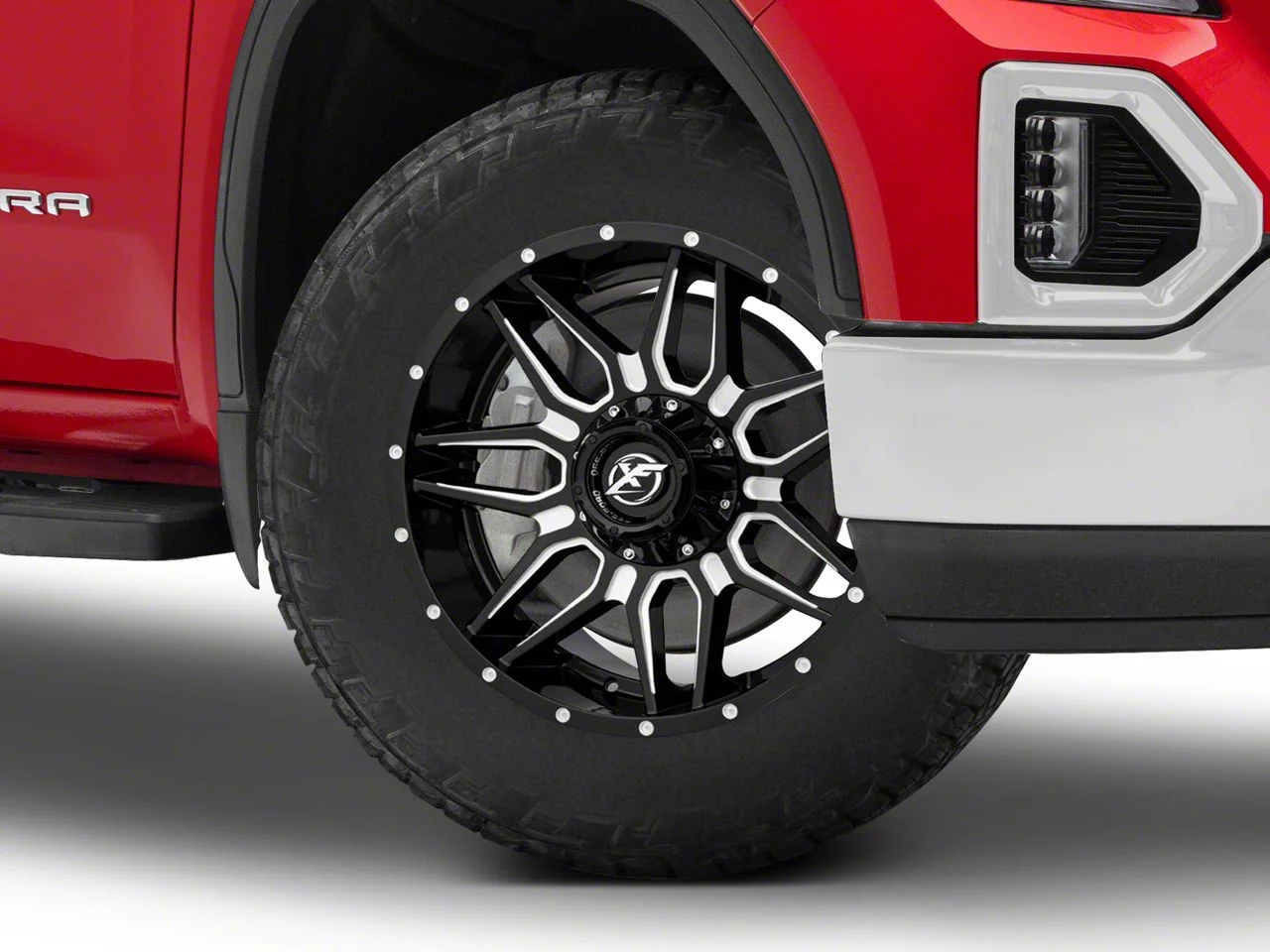 XF Offroad XF-222 Gloss Black Milled 6-Lug Wheel; 20x10; -12mm Offset (19-26 Sierra 1500)