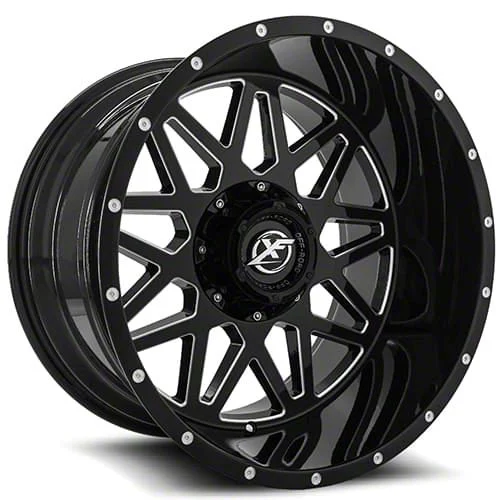 XF Offroad XF-211 Gloss Black Milled 8-Lug Wheel; 20x10; -24mm Offset (20-26 Sierra 2500 HD)
