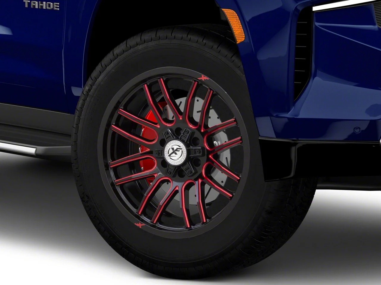 XF Offroad XF-232 Gloss Black Red Milled 6-Lug Wheel; 20x10; -12mm Offset (21-26 Tahoe)