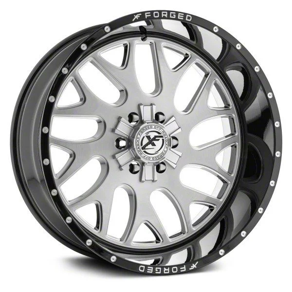 XFX Flow XFX-301 Brushed Milled with Black Lip 8-Lug Wheel; 24x12; -44mm Offset (15-19 Sierra 2500 HD)