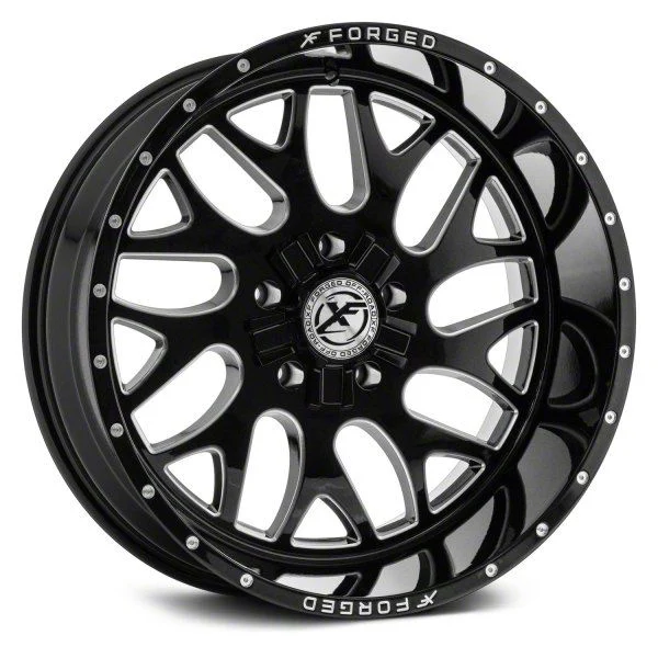XFX Flow XFX-301 Gloss Black Milled 8-Lug Wheel; 24x12; -44mm Offset (20-26 Sierra 2500 HD)